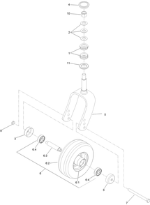 Rear Caster Wheel Assembly Diagram and Parts List for 72096 406343181-407109999 Toro Lawn Tractor