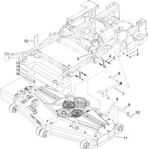 Deck Connection Assembly Diagram and Parts List for 74268TE (240000001-240999999)(2004) Toro Lawn Mower