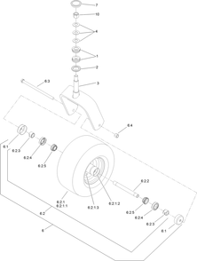 Caster Wheel And Fork Assembly Diagram and Parts List for 74950 403247405-999999999 Toro Lawn Mower