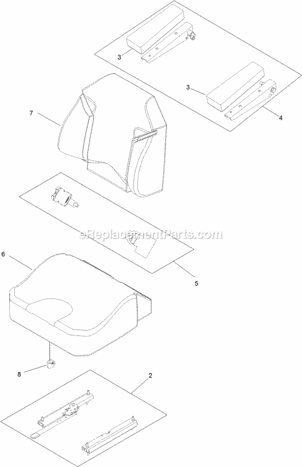 Seat Assembly No. 116-0038 Diagram and Parts List for 74957 315000001-315999999 Toro Lawn Mower