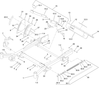 Front Frame Assembly Diagram and Parts List for 74279TE (316000001-316999999)(2016) Toro Lawn Tractor