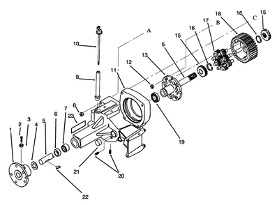 Transaxle Assembly Diagram and Parts List for 73501 59000001 - 59000411 Toro Lawn Tractor