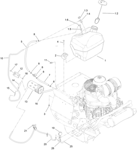 Fuel System Assembly Diagram and Parts List for 44460 410270000-999999999 Toro Lawn Mower