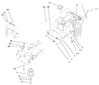 Engine Systems Components Assembly Diagram and Parts List for 71199 9900001 - 9999999 Toro Lawn Tractor