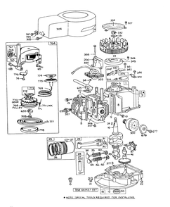 Engine Briggs & Stratton Model 92508-0954-01 For 19" Hand Propelled Model 16035 Diagram and Parts List for 16264 7000001 - 7999999 Toro Lawn Mower