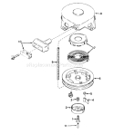 Rewind Starter Diagram and Parts List for 58000 9000001-9999999 - 1969 Toro Tiller