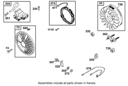 Alternator Assembly  Briggs And Stratton 303447-1314-E1 Diagram and Parts List for 12003 210000001 - 210999999 Toro Lawn Tractor