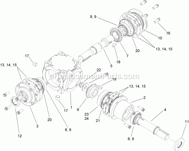 Gearbox Assembly No. 107-9887 Diagram and Parts List for 74265 260000001-260999999 Toro Lawn Mower