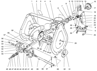 Auger Assembly Diagram and Parts List for 38062 8900001 - 8999999 Toro Snow Blower