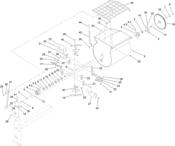 Drum, Paddle And Bearing Assembly Diagram and Parts List for 60216C 400000000 - 404319999 Toro Cement Mixer