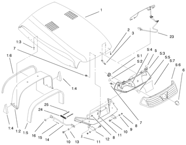 Hood & Headlight Assembly Diagram and Parts List for 73545 8900001 - 8999999 Toro Lawn Tractor