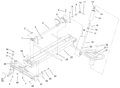 Frame, Axle & Steering System Diagram and Parts List for 73429 9900001 - 9999999 Toro Lawn Tractor
