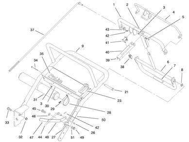 Handle Asm Diagram and Parts List for 30193 990001 - 990250 Toro Lawn Mower