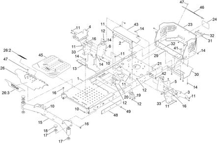Frame Assembly Diagram and Parts List for 75303 410000000 - 999999999 Toro Lawn Tractor
