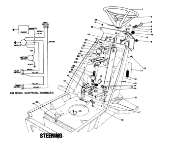 Steering Wheel & Dash Assembly Diagram and Parts List for 57375 0000001 - 0999999 Toro Lawn Tractor