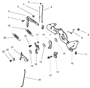 Part Location Diagram of 2407904 Toro Linkage-Throttle (Only On: 72103, 72083)