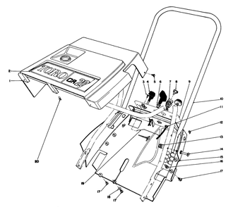 Shroud & Handle Assembly Diagram and Parts List for 38110C 0000001 - 0999999 Toro Snow Blower