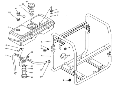 Fuel Tank & Frame Assembly Diagram and Parts List for 62032 8000001 - 8999999 Toro Generator