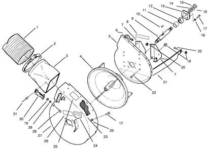 Blower Housing Assembly Diagram and Parts List for 79402 69000001 - 69999999 Toro Lawn Tractor Accessories