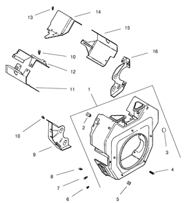 Blower Housing And Baffles Diagram and Parts List for 74228 (210000001-210999999)(2001) Toro Lawn Mower