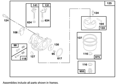 Engine Briggs & Stratton Model 124702-3115-01 Diagram and Parts List for 20436 49000001 - 49999999 Toro Lawn Mower