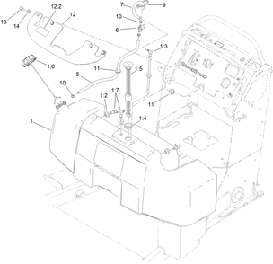 Fuel Tank Assembly Diagram and Parts List for 79553 (312000001-312999999)(2012) Toro Lawn Mower