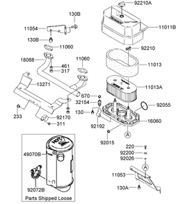 Air Filter And Muffler Assembly Diagram and Parts List for 39984 (280000001-280999999)(2008) Toro Lawn Mower