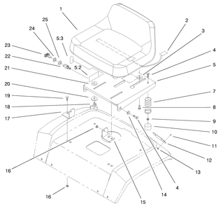 Seat Assembly Diagram and Parts List for 72086 9900001 - 9999999 Toro Lawn Tractor