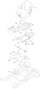 Seat Mount Assembly Diagram and Parts List for 74933 (316000001-316999999)(2016) Toro Lawn Mower