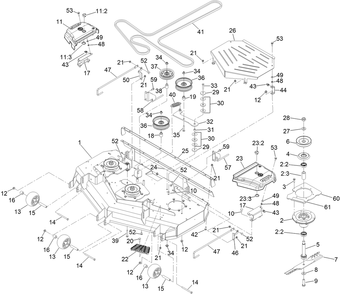 Deck Assembly Diagram and Parts List for 74456TE 412000000 - 414400999 Toro Lawn Tractor