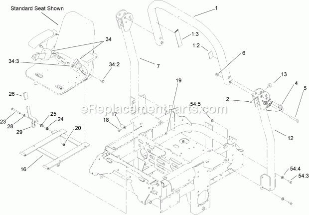 Roll-Over Protection System Assembly No. 108- Diagram and Parts List for 74263CP 270000001-270999999 Toro Lawn Mower