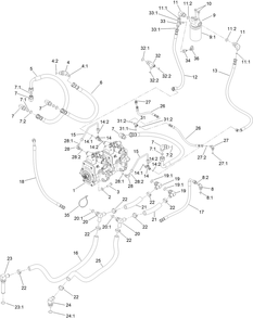 Tandem Pump Assembly Diagram and Parts List for 22530 414400000 - 999999999 Toro Lawn Tractor Accessories