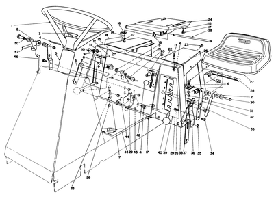 Seat & Steering Wheel Assembly Diagram and Parts List for 56138 6000001 - 6999999 Toro Lawn Tractor