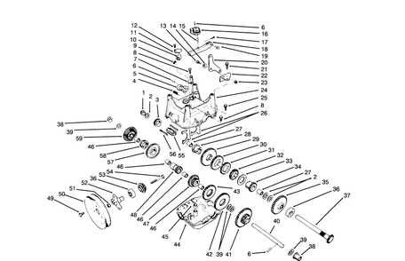 Transmission Assembly No. 66-8030 Diagram and Parts List for 38540 5900001 - 5999999 Toro Snow Blower