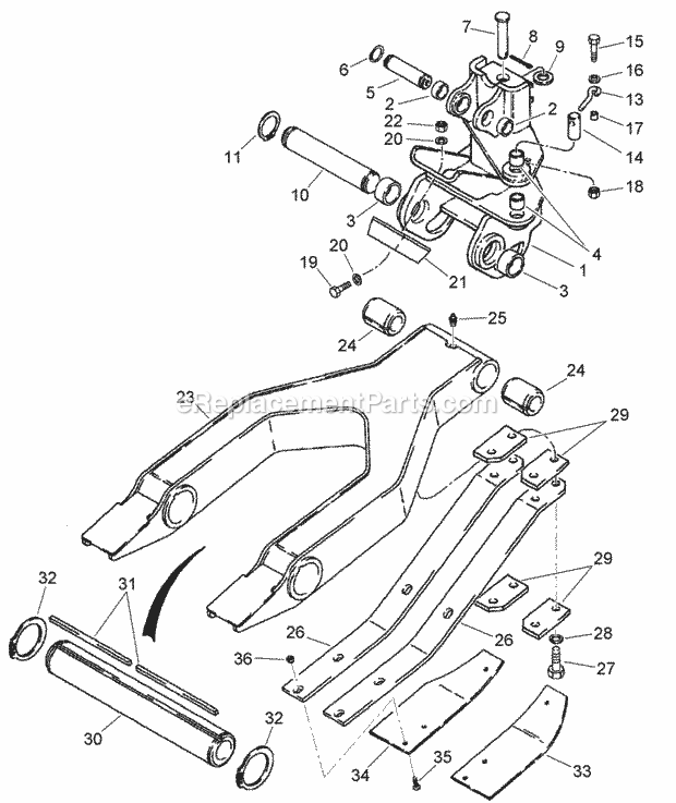 Plow Swing Tower, Lift Arm And Skid Shoe Asse Diagram and Parts List for 2011  Toro Lawn Tractor Accessories