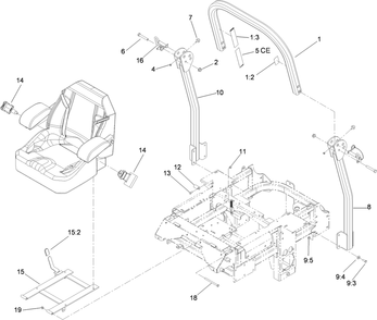 Roll-Over Protection System Assembly Diagram and Parts List for 74296 (311000001-311999999)(2011) Toro Lawn Mower