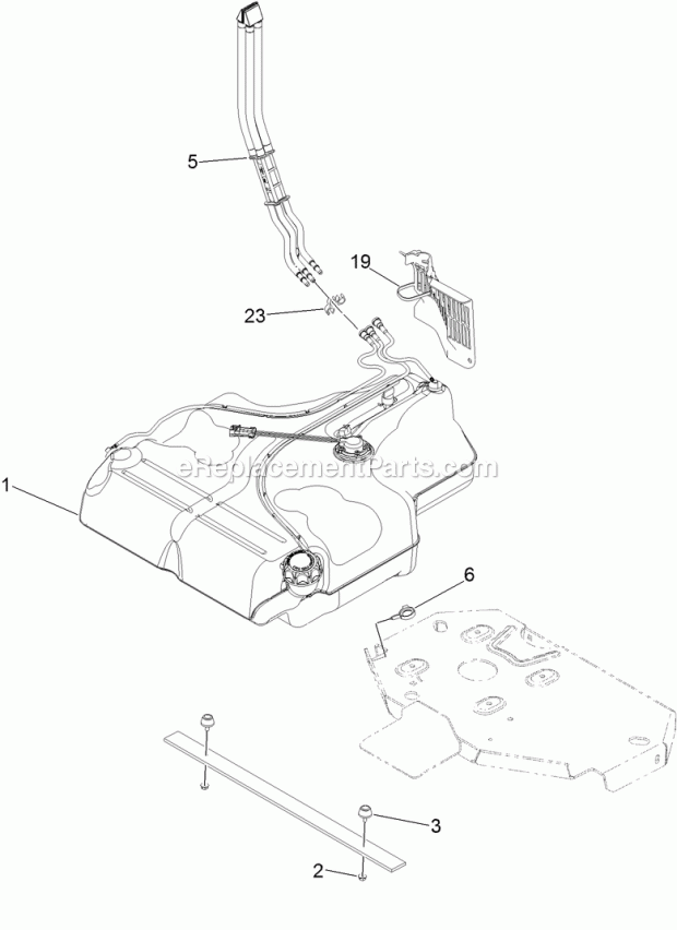 Fuel Tank Mounting Assembly Diagram and Parts List for 74903CP 311000001-311999999 Toro Lawn Mower