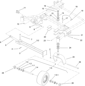 Caster Wheel And Z Stand Assembly Diagram and Parts List for 74268 (311000001-311999999)(2011) Toro Lawn Mower