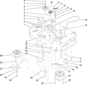 Deck Drive And Baffle Assembly Diagram and Parts List for 38494 (290000001-290999999)(2009) Toro Lawn Mower