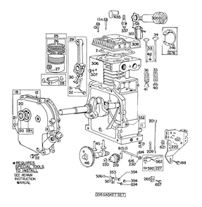 Engine Briggs & Stratton Model No. 190402-2720-01 Diagram and Parts List for 38150 4000001 - 4999999 Toro Snow Blower