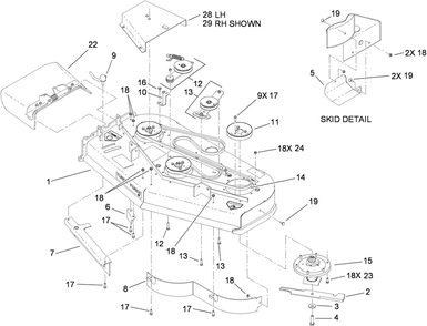 Deck Assembly 2 Diagram and Parts List for 79558 (290000001-290003000)(2009) Toro Lawn Mower
