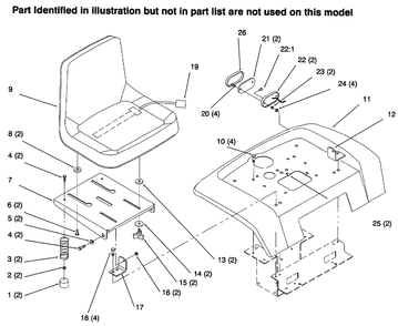 Fender, Seat Diagram and Parts List for 73441 69000001 - 69999999 Toro Lawn Tractor