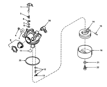 Carburetor No. 632050 Diagram and Parts List for 20715 9000001 - 9999999 Toro Lawn Mower