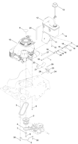 Engine And Fuel Tank Assembly Diagram and Parts List for 22207 407300000-410099999 Toro Lawn Mower