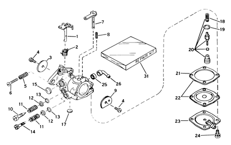 Carburetor No. 632035 Diagram and Parts List for 38210 9000001 - 9999999 Toro Snow Blower