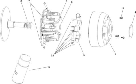 Drive Clutch Assembly No. 99-7939 Diagram and Parts List for 12004TC 270000001 - 270999999 Toro Lawn Tractor