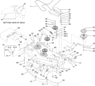 Deck Assembly Diagram and Parts List for 74264TE (314000001-314999999)(2014) Toro Lawn Mower
