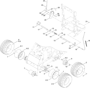 Wheel And Tire Assembly Diagram and Parts List for 22318 409810000 - 999999999 Toro Lawn Tractor Accessories