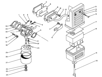 Air Cleaner & Carburetor Assembly Diagram and Parts List for 62018 3000001 - 3999999 Toro Generator