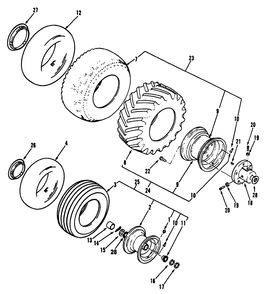Wheels And Tires Diagram and Parts List for R1-12K804 2000001 - 2999999 Toro Lawn Tractor